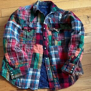 Polo Ralph Lauren Southwestern Flannel Quilted Western Aztec Patchwork Shirt